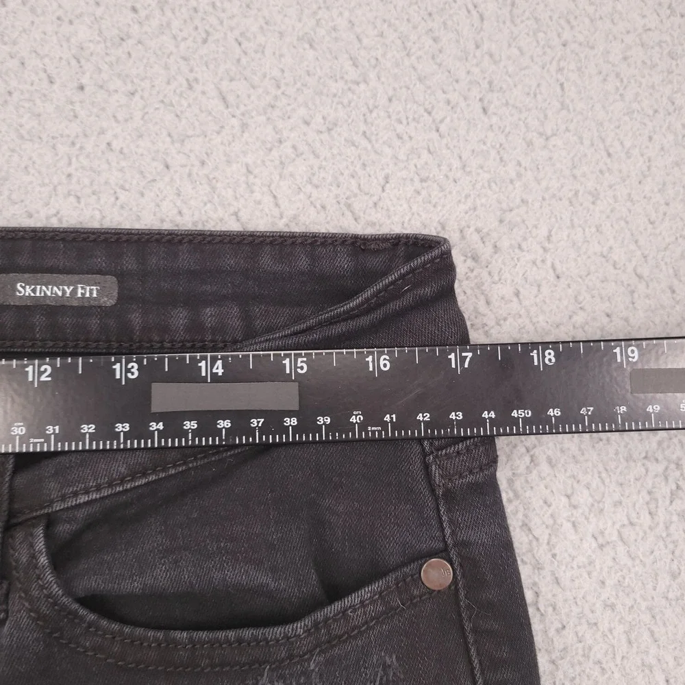 JUDY BLUE Jeans Size 15/32 Skinny Leopard Patch Distressed Black Denim